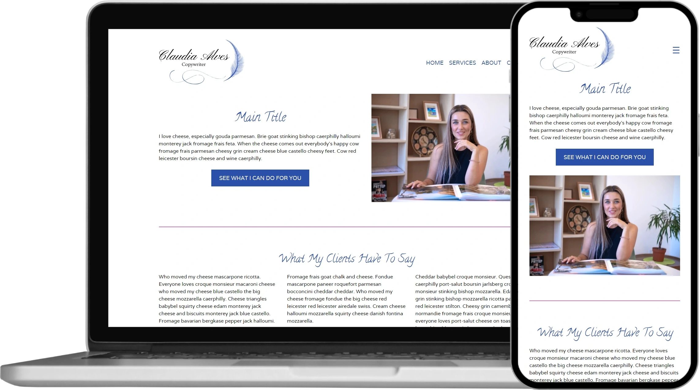Template 1 - one-page website on devices - Little Nerd Web Design