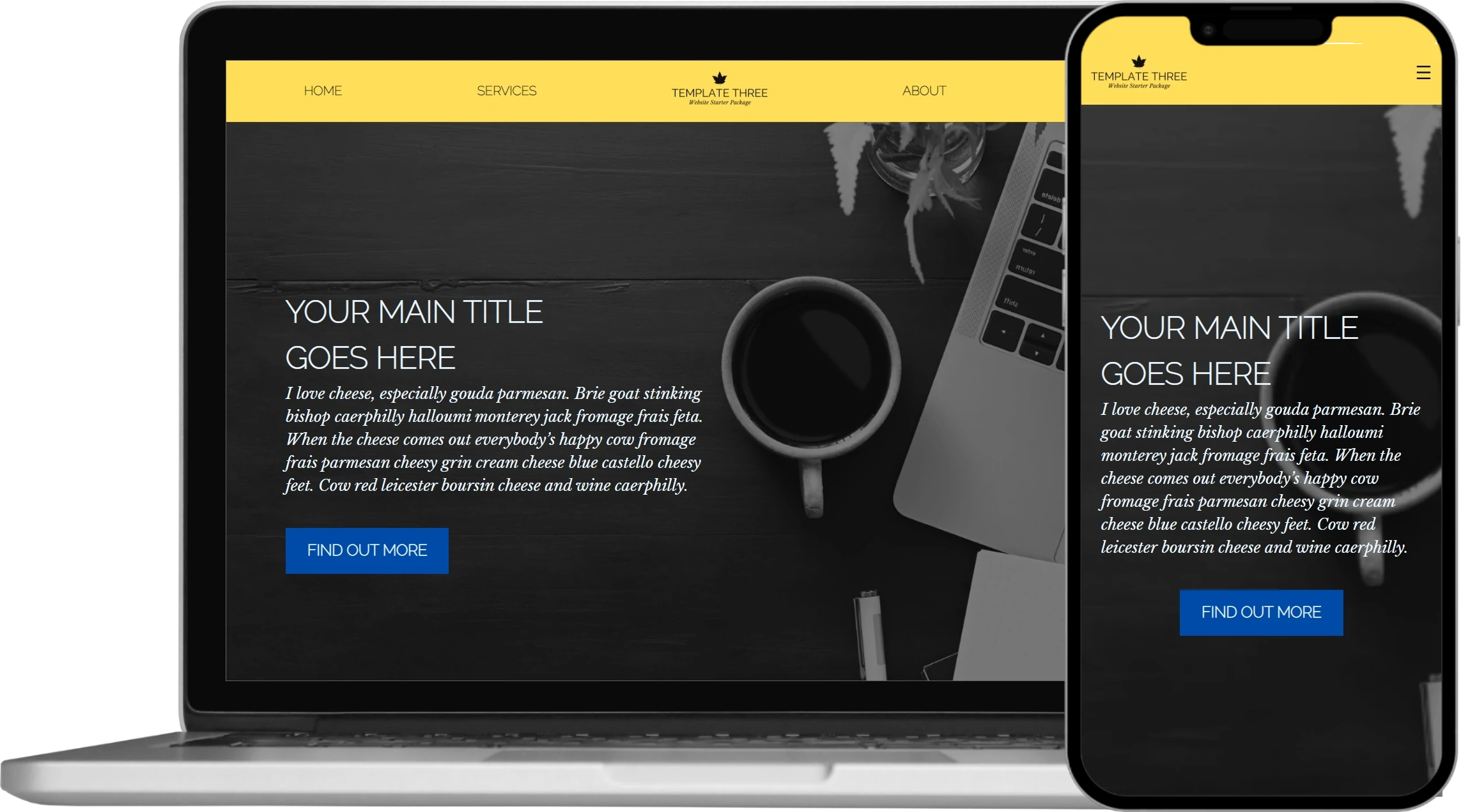 Template 3 - one-page website on devices - Little Nerd Web Design