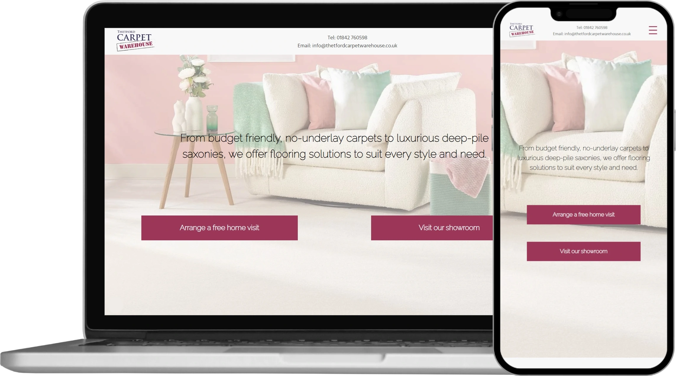 new website for Thetford Carpet Warehouse - Little Nerd Web Design